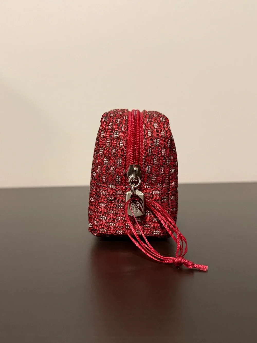 Pineda Covalin Tzompantli Toiletry Cosmetic Makeup Travel Pouch Red